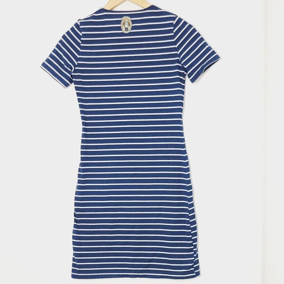 Oceana Blue White Striped Short Sleeve  T-Shirt Cotton Blend Jersey Dress Sz XS - Picture 2 of 10
